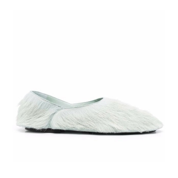 Jil Sander Shoes - Jil Sander calf hair slipper flutty flats in ice blue